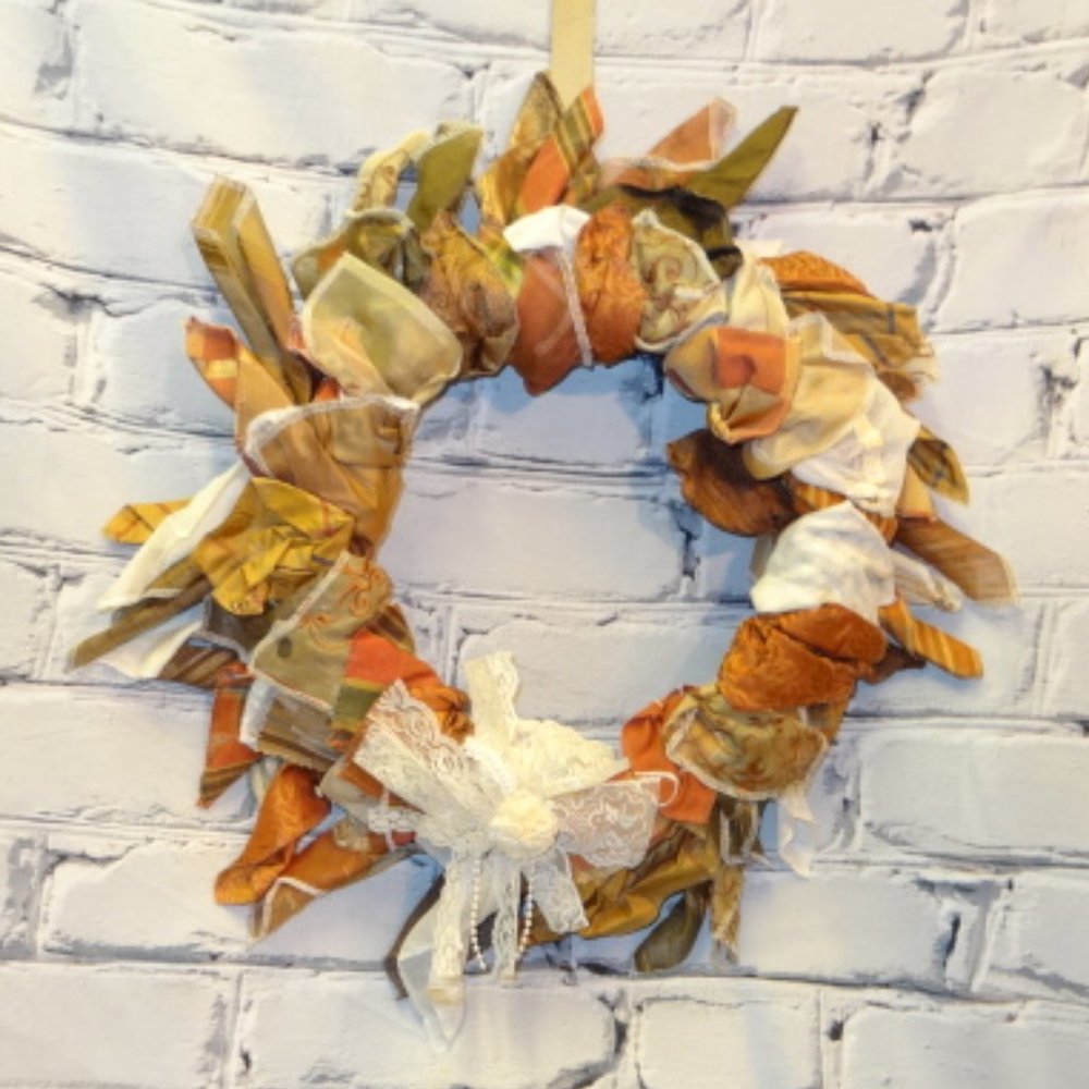 Handmade Wreath made w/ Recycled Material Swatch's